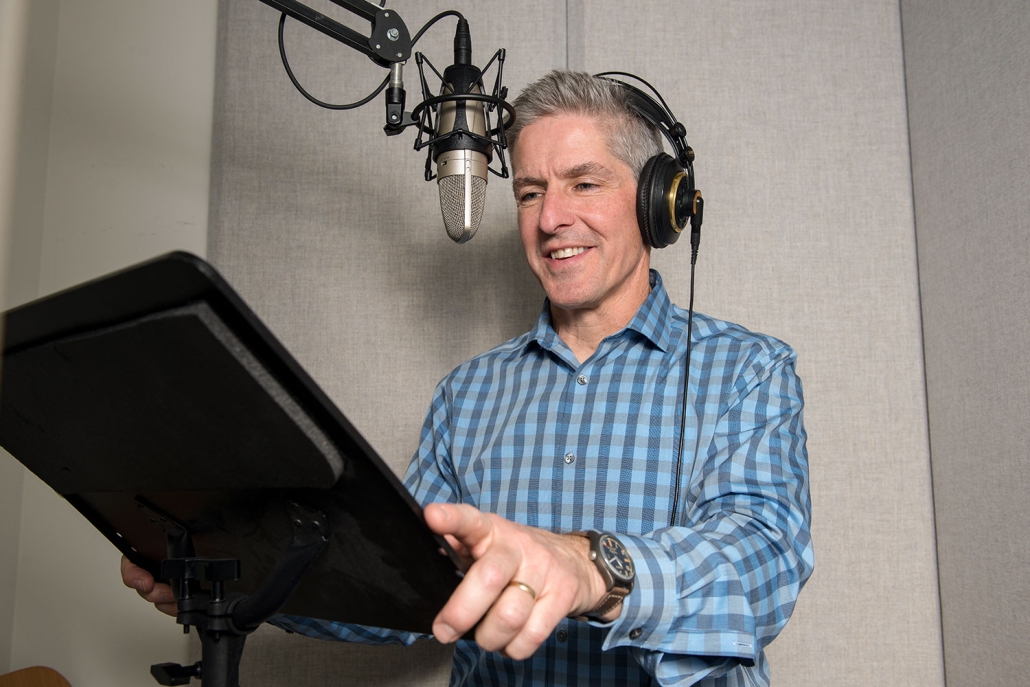 David O'Leary in recording booth